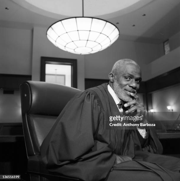 Portrait of American jurist Alan C. Page, Minneopolis, Minnesota, 1990s. Before becoming a judge, Page played in the NFL and is a member of the Pro...