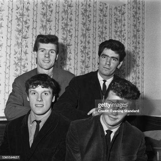 English rock band the The Pete Best Four, UK, 10th February 1964. Clockwise from top left, Tony Waddington, Tommy McGurk, Pete Best and Wayne...