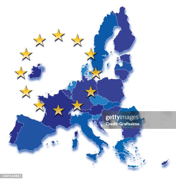 map of european community with actual full members 2022 - geography of lithuania stock illustrations