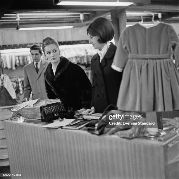 Princess Paola of Belgium shopping at Liberty's in London, UK, 17th March 1964.