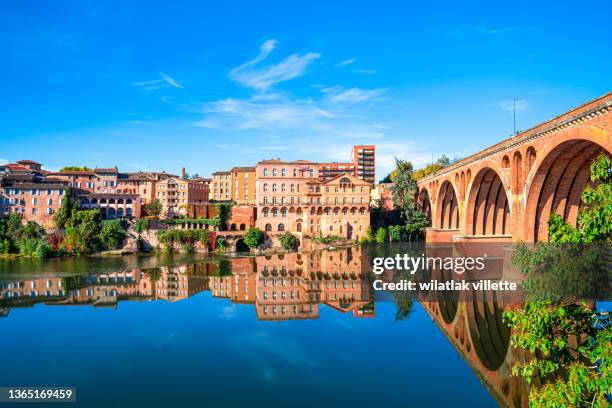 view at cathedral of saint cecilia of albi, france. early in the day and evening . - south of france stock-fotos und bilder