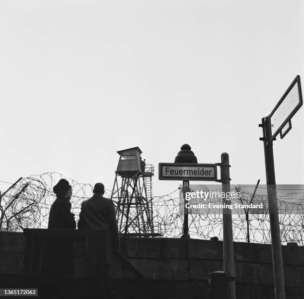 The junction of Feuermelder and Harzer Strasse on the Berlin Wall in Berlin, Germany, April 1964.