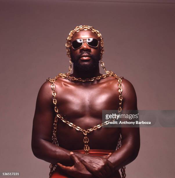 Portrait of American musician Isaac Hayes . New York, New York, 1972. The photo was taken during a shoot for Essence magazine.