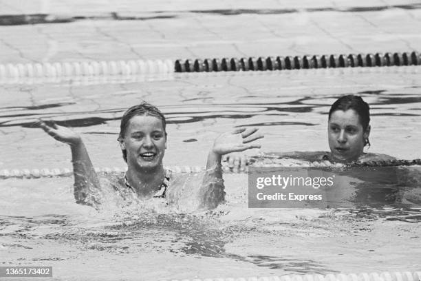 German swimmer Kornelia Ender wins four gold medals for East Germany in the 1976 Summer Olympics in Montreal, Canada, 26th July 1976.
