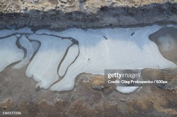 ice texture on the ground winter patterns - oleg prokopenko stock-fotos und bilder