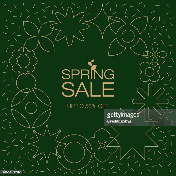 geometric spring sale banner template - dark floral pattern stock illustrations