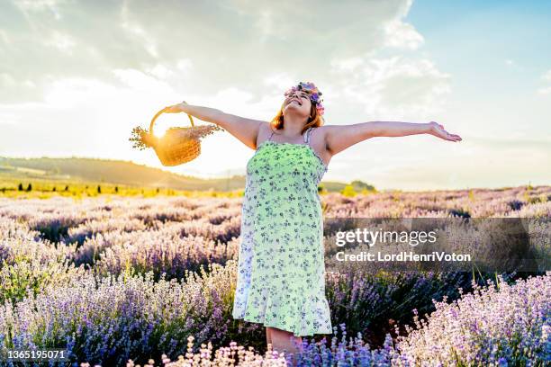 free and happy in nature - thick white women stock pictures, royalty-free photos & images