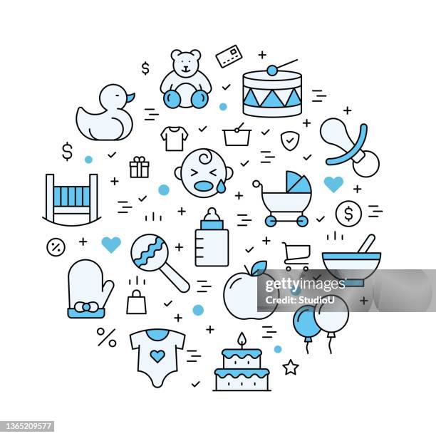 baby icon pattern - crying newborn stock illustrations