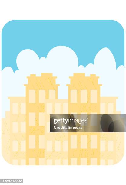 city in blue and yellow - cidade stock illustrations