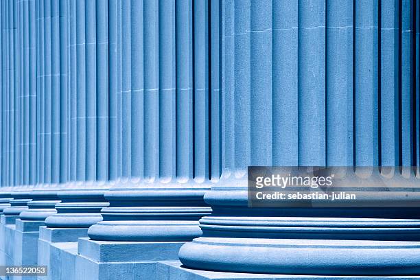 group of corporate blue business columns - pillars stock pictures, royalty-free photos & images