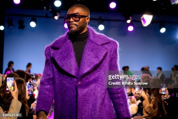 Djibril Cissé walks the runway during the Gunther Menswear Fall/Winter 2022-2023 show as part of Paris Fashion Week on January 17, 2022 in Paris,...