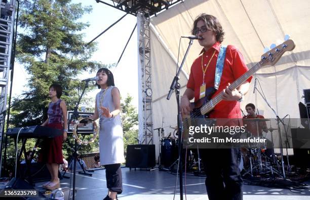Yuka Honda, Miho Hatori, and Sean Lennon of Cibo Matto perform during the Lilith Fair at Shoreline Amphitheatre on July 14, 1999 in Mountain View,...
