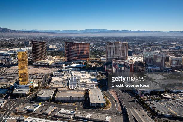 Hotels and attractions, including Trump Tower, The Wynn and Encore, The Mirage and the Venetian Hotels & Casinos, along the Las Vegas Strip are...