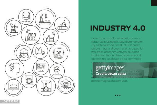 stockillustraties, clipart, cartoons en iconen met industry 4.0  related pattern and line icons. workflow layout with linear icons. editable template. a versatile design. - automate workflow icon