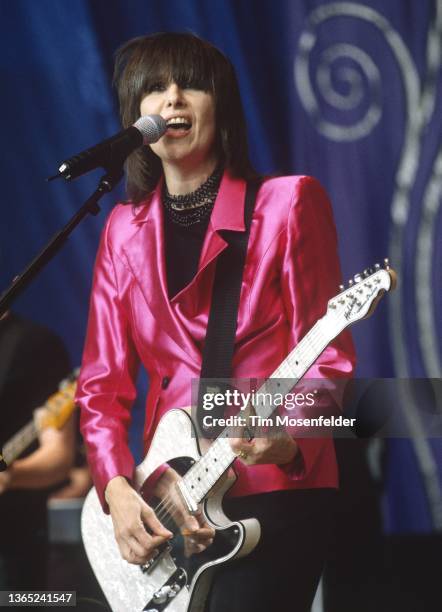 Chrissie Hynde of The Pretenders performs during the Lilith Fair at Shoreline Amphitheatre on July 14, 1999 in Mountain View, California.