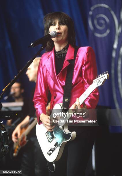 Chrissie Hynde of The Pretenders performs during the Lilith Fair at Shoreline Amphitheatre on July 14, 1999 in Mountain View, California.