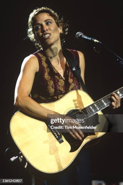 Sheryl Crow performs during the Lilith Fair at Shoreline Amphitheatre on July 14, 1999 in Mountain View, California.