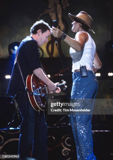 Sarah McLachlan performs during the Lilith Fair at Shoreline Amphitheatre on July 14, 1999 in Mountain View, California.