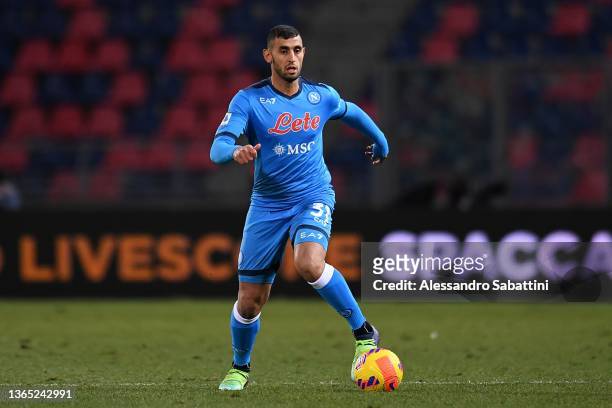 Faouzi Ghoulam of SSC Napoli in action during the Serie A match between Bologna FC and SSC Napoli at Stadio Renato Dall'Ara on January 17, 2022 in...
