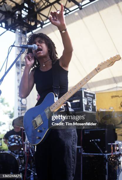 Shelley Doty performs during the Lilith Fair at Shoreline Amphitheatre on July 14, 1999 in Mountain View, California.