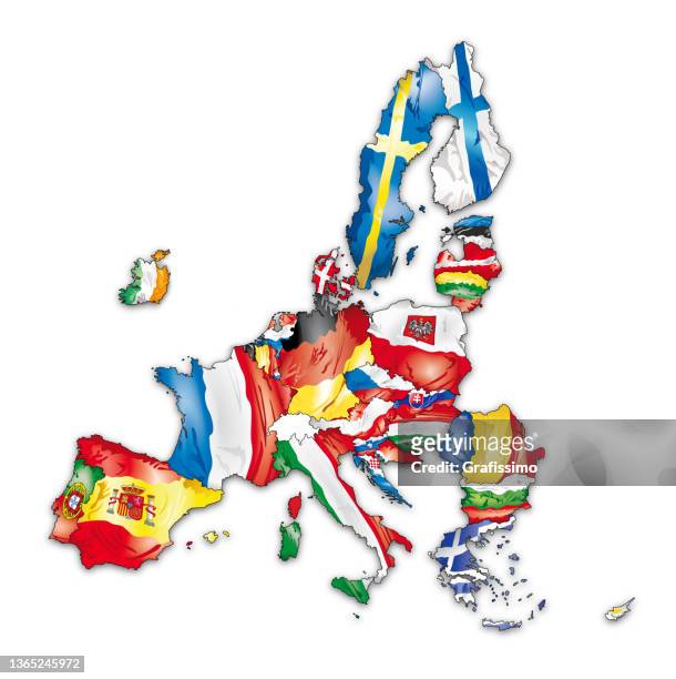 stockillustraties, clipart, cartoons en iconen met map of european community with actual full members 2022 - denmark germany