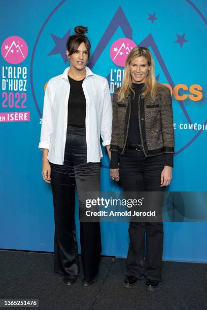 Charlotte Gabris and Sarah Lelouch attend the opening ceremony during the 25th L'Alpe d'Huez International Comedy Film Festival on January 17, 2022...