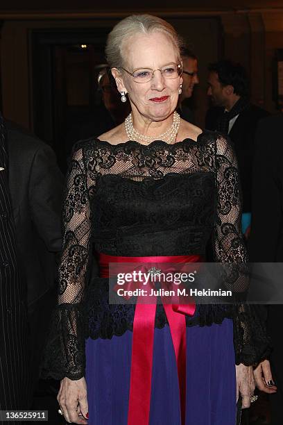 Queen Margrethe of Denmark attends 'Napoli' Premiere by Danish Royal Ballet at Opera Garnier on January 6, 2012 in Paris, France.