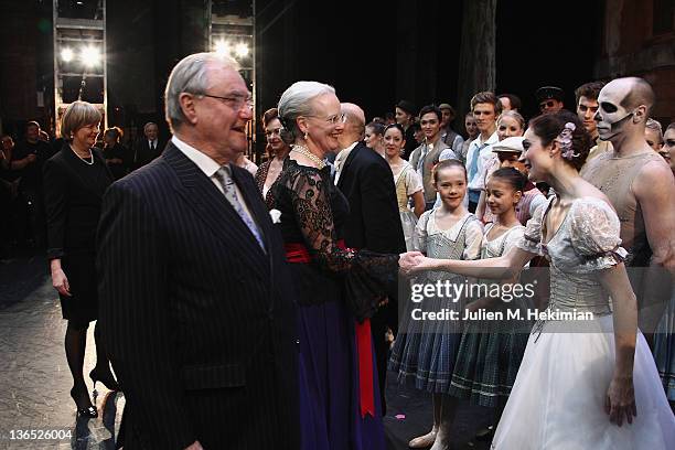 Queen Margrethe of Denmark and Prince Consort Henrik of Denmark attend 'Napoli' Premiere by Danish Royal Ballet at Opera Garnier on January 6, 2012...