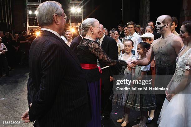 Queen Margrethe of Denmark and Prince Consort Henrik of Denmark attend 'Napoli' Premiere by Danish Royal Ballet at Opera Garnier on January 6, 2012...