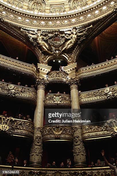 General ambiance of atmosphere of the 'Napoli' Premiere by Danish Royal Ballet at Opera Garnier on January 6, 2012 in Paris, France.
