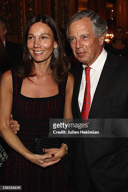 Prince Philippe Poniatowski and his wife, Princess Poniatowski attend 'Napoli' Premiere by Danish Royal Ballet at Opera Garnier on January 6, 2012 in...