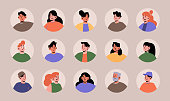 Avatars set with people face for social media
