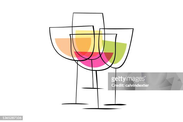 ilustraciones, imágenes clip art, dibujos animados e iconos de stock de copas de vino - happy hour