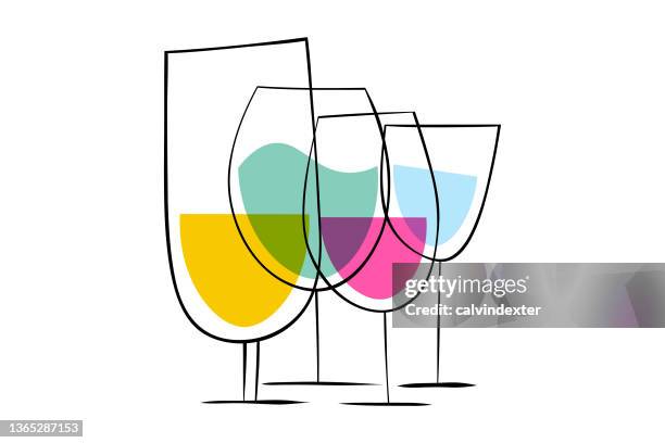 weingläser wein - happy hour stock-grafiken, -clipart, -cartoons und -symbole