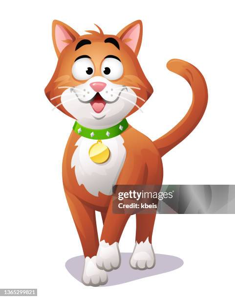 cute walking cat - pet tail stock illustrations