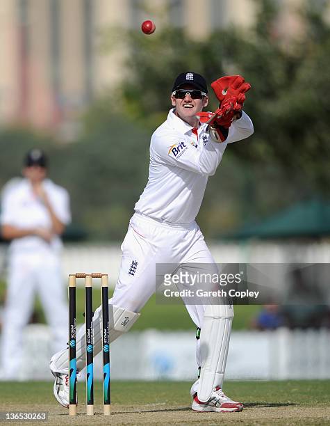 England wicketkeeper Steve Davies during the tour match between England and ICC Combined AM XI at ICC Global Academy on January 7, 2012 in Dubai,...
