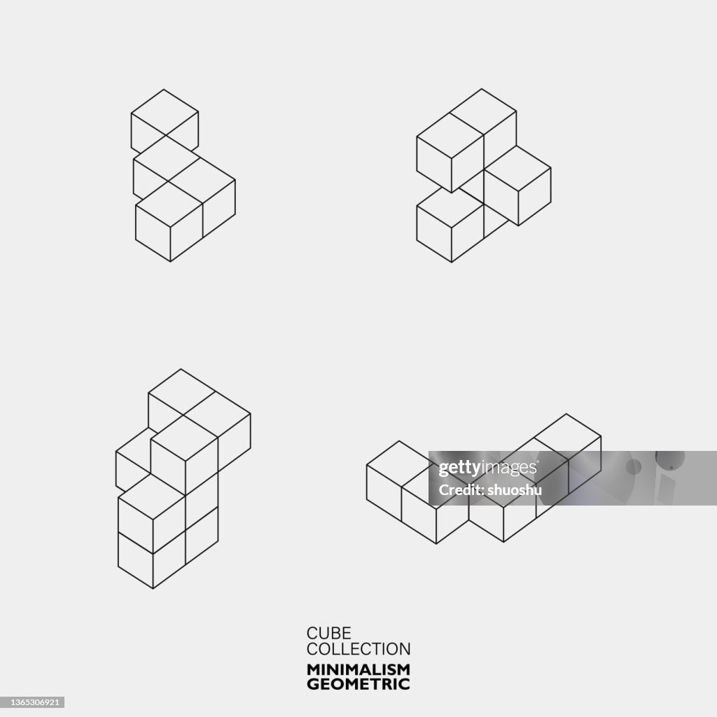 Abstract Minimalism Geometric 3d Cube Pattern Collection High-Res ...