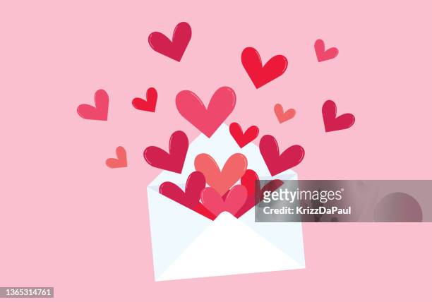 stockillustraties, clipart, cartoons en iconen met envelope and heart shape. love letter. valentine's day - heart month