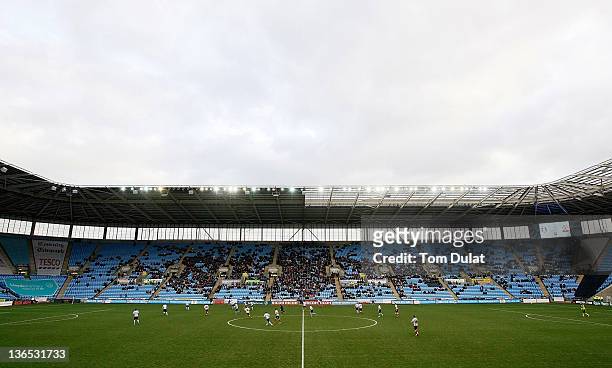 General view of empty seats in the stands during the FA Cup 3rd round match between Coventry City and Southampton at the Ricoh Arena on January 07,...