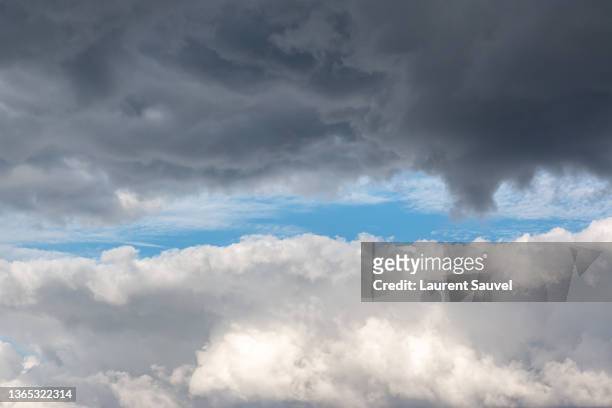 light and dark clouds against blue sky - laurent sauvel photos et images de collection