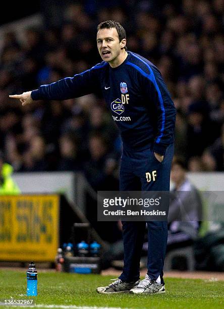 Crystal Palace manager Dougie Freedman shouts instructions during the FA Cup sponsored by Budweiser Third Round match between Derby County FC and...