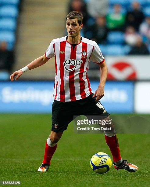 Morgan Schneiderlin of Southampton in action during the FA Cup 3rd round match between Coventry City and Southampton at the Ricoh Arena on January...