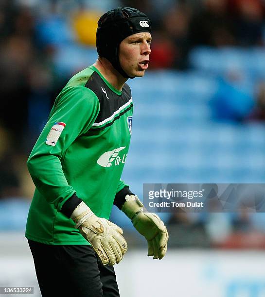 Chris Dunn of Coventry City looks on during the FA Cup 3rd round match between Coventry City and Southampton at the Ricoh Arena on January 07, 2012...