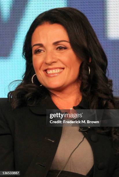 Producer Jenni Pulos speaks onstage during the 'Interior Therapy With Jeff Lewis' panel during the Bravo NBCUniversal portion of the 2012 Winter TCA...