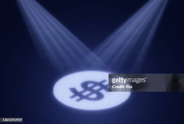 dollar spotlight hintergrund - rampenlicht stock-grafiken, -clipart, -cartoons und -symbole