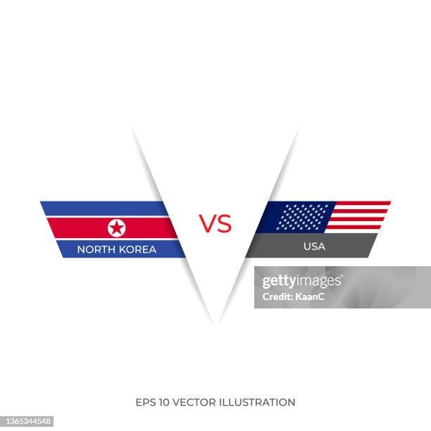 north korea vs usa stock illustration. flags of usa and north korea. - korean war stock illustrations