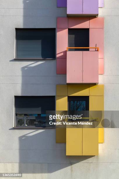small balconies - hausfassade stock-fotos und bilder