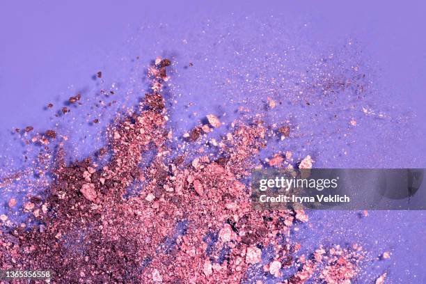 multi-color eyeshadow matte texture in smears on trendy color of the year 2022 very peri purple violet color  background. - build presents sensitive skin imagens e fotografias de stock