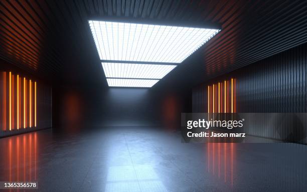 3d illustration abstract corridor with backgrounds - garage doors stock pictures, royalty-free photos & images