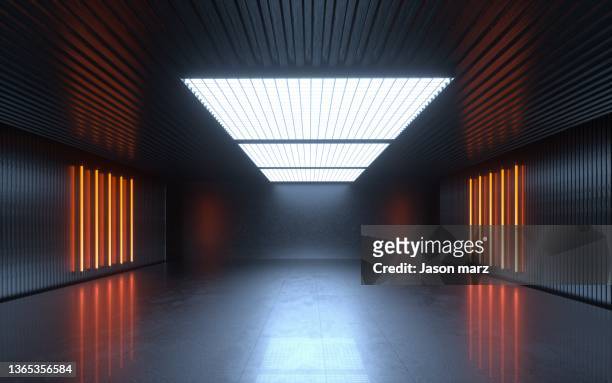 3d illustration abstract corridor with backgrounds - ceilings modern stock pictures, royalty-free photos & images